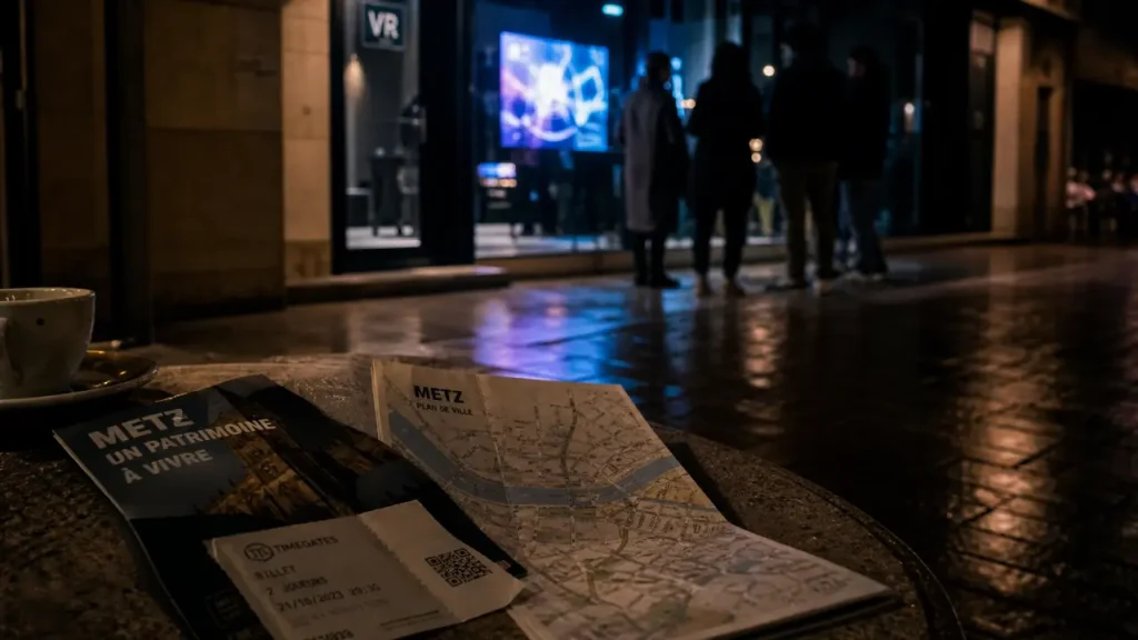 Activité Metz : groupe en VR/escape game, entrée vitrée à Metz