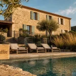 Location gîte en Ardèche avec piscine chauffée, terrasse et bassin rectangulaire