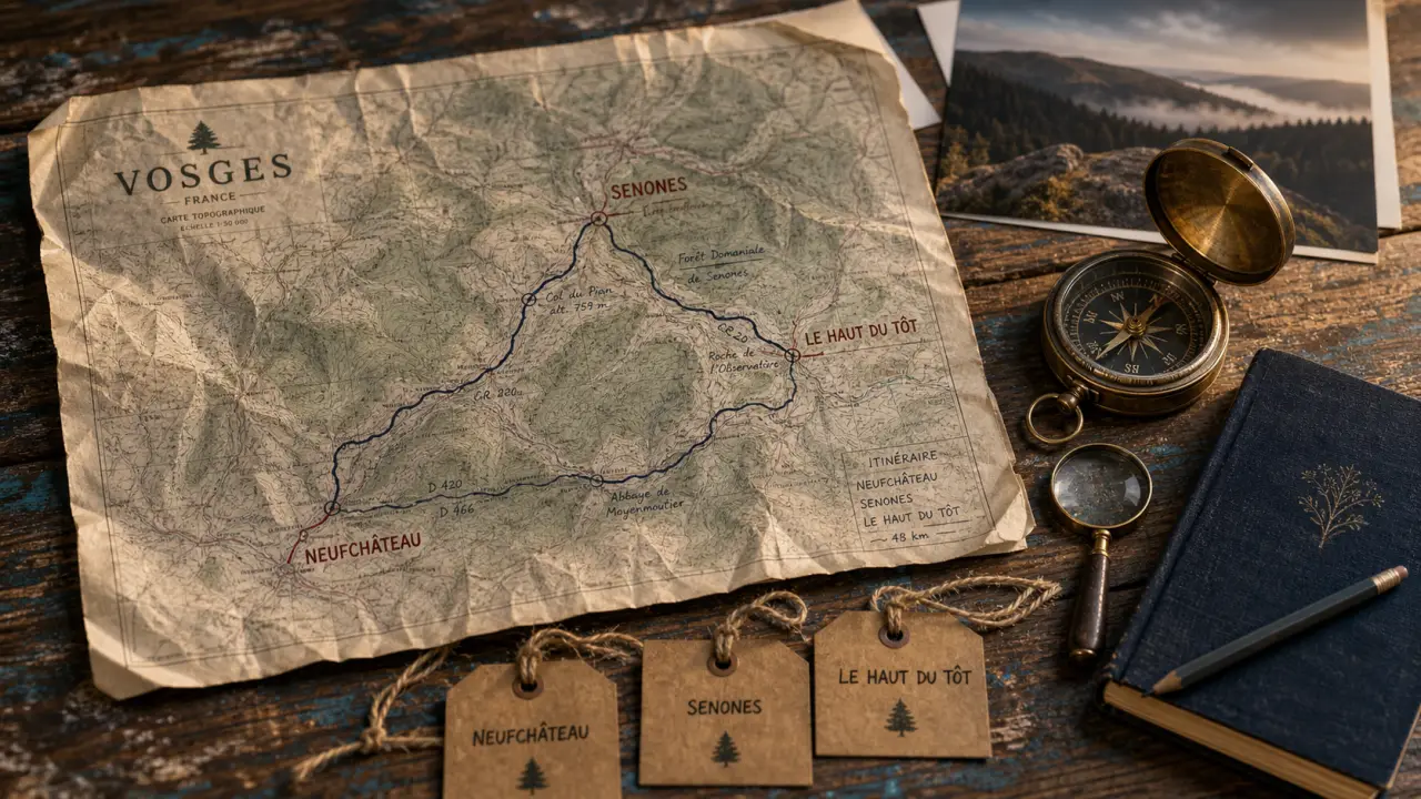 Plus beaux villages des Vosges : carte des itinéraires et boussole