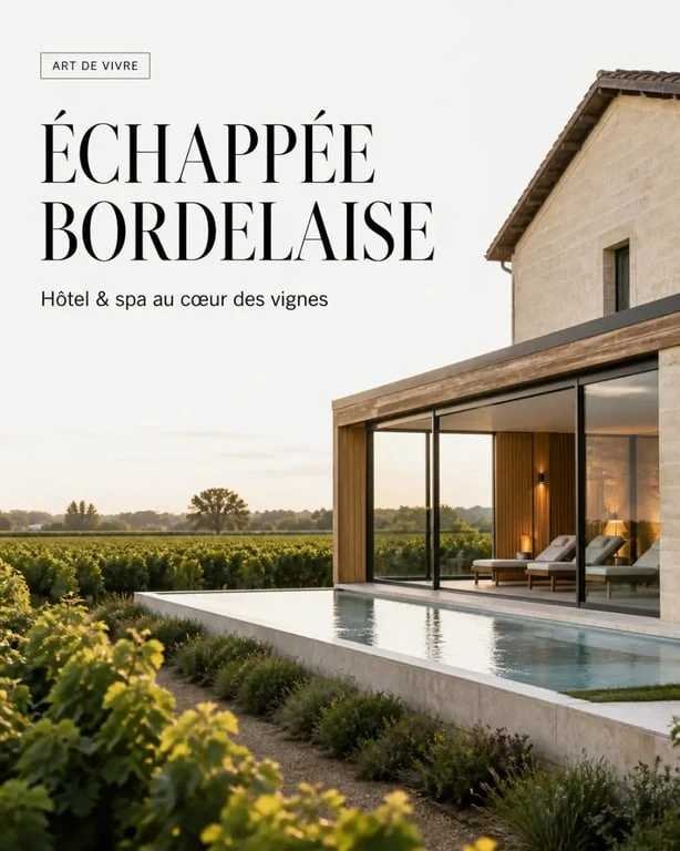 hotel luxe bordeaux dans les vignes, spa de luxe et architecture raffinée