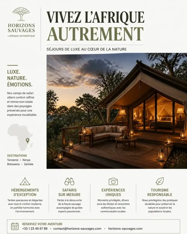 Tente insolite de type lodge safari installée dans un cadre naturel forestier pour une expérience de glamping
