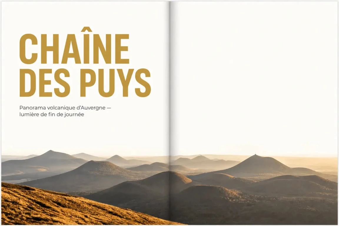 Randonnée Auvergne : vue panoramique sur la Chaîne des Puys