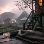 Hébergement insolite auvergne : cabane et dôme vitré près d’une yourte