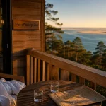 Hotel bassin arcachon : vue depuis terrasse au coucher du soleil