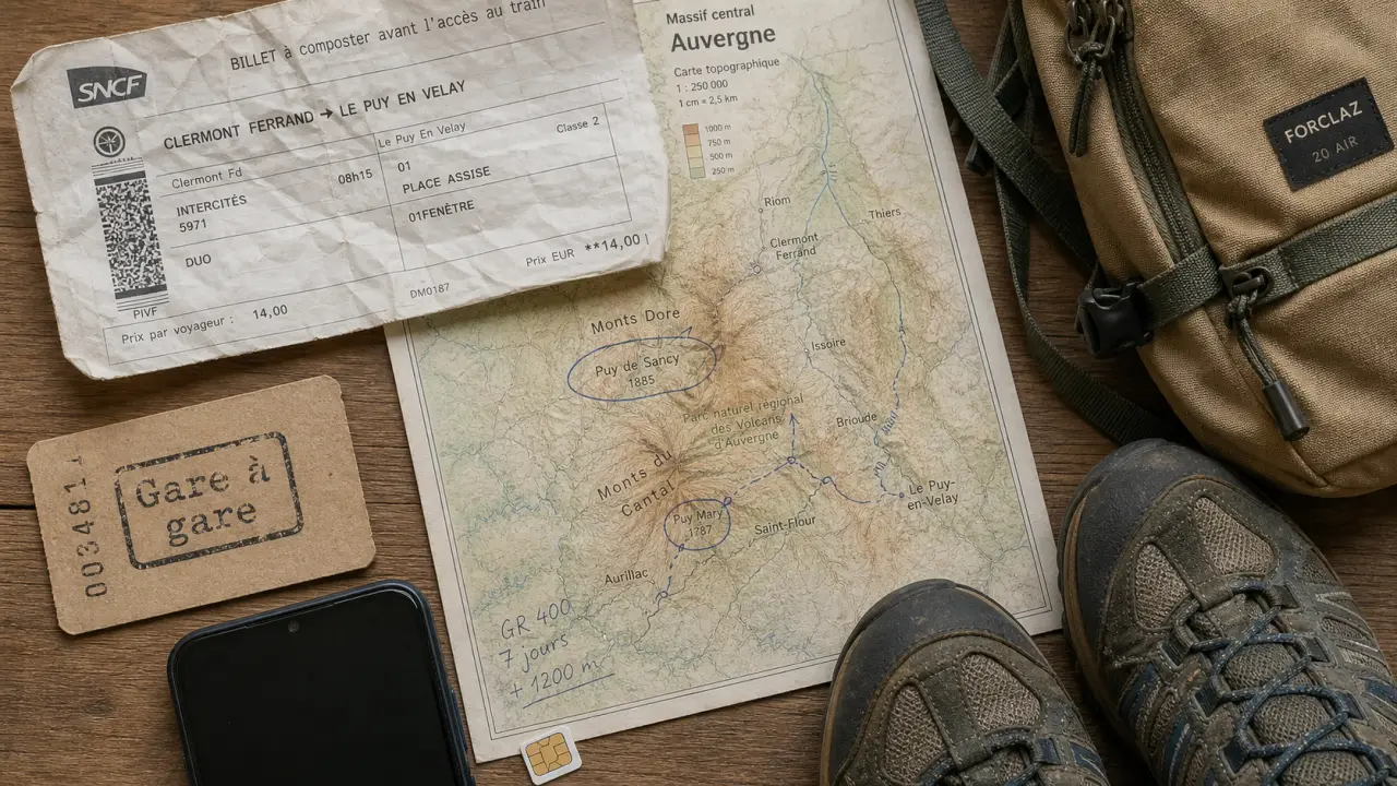 Randonnée en Auvergne accessible en train : gares pour marcher entre volcans et vallées