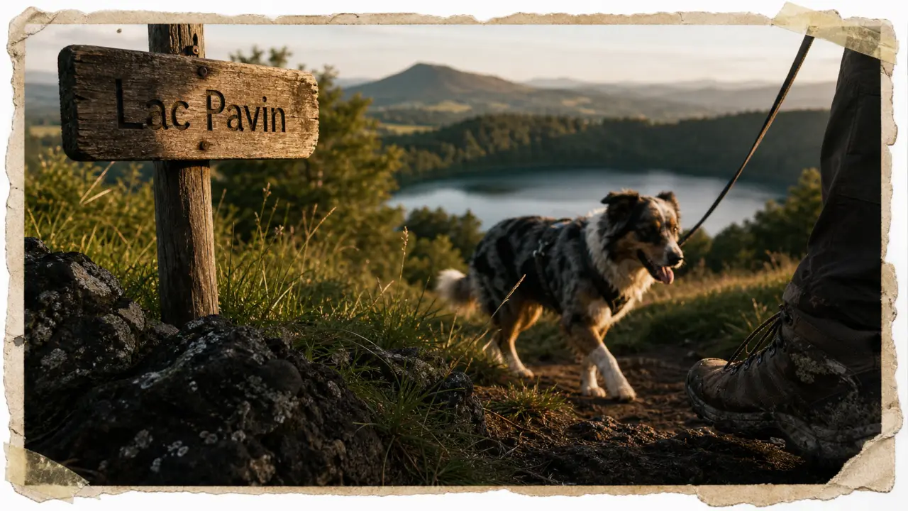 Randonnée Auvergne avec chien au Lac Pavin, vue sur volcans