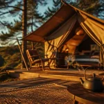 Tente insolite lodge safari tout confort au coucher du soleil