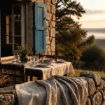 Chambres d hôtes corrèze en pierre : fenêtre, table d’hôtes et nature