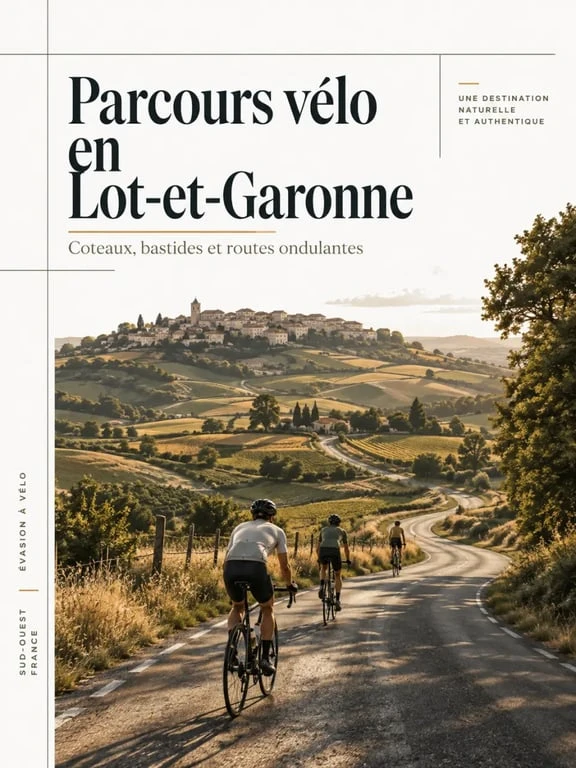 Vacances vélo lot et garonne dans les coteaux avec bastide et route de campagne