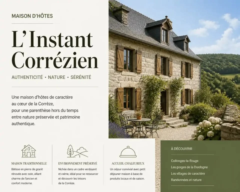Chambre d'hôtes traditionnelle en pierre en Corrèze