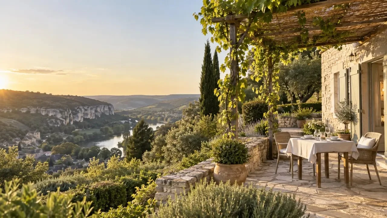 Gîte dans le Lot pour 2 personnes avec terrasse privative et vue sur la campagne
