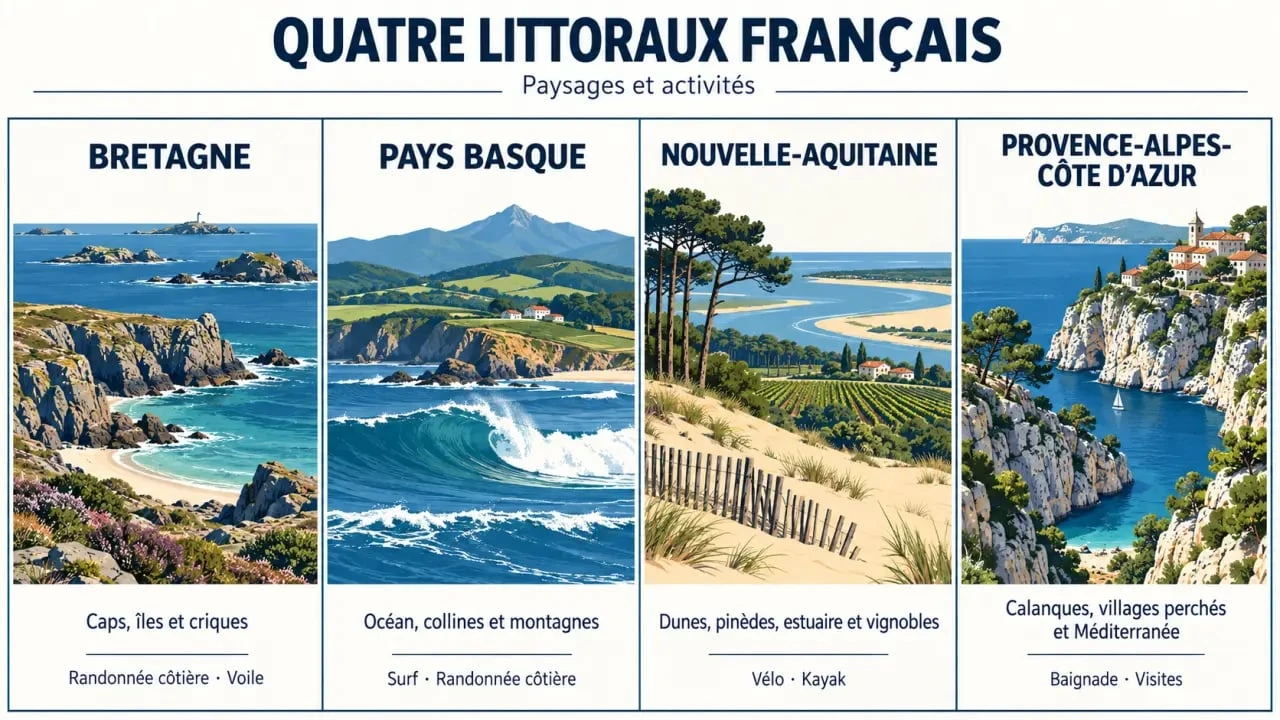 Infographie des plus belles régions de France pour un séjour sur le littoral