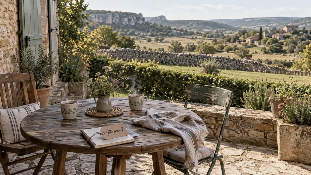 Terrasse sans vis-à-vis pour gîtes dans le lot pour 2 personnes