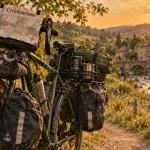 Le cyclotourisme : vélo de voyage chargé, ambiance fin de journée