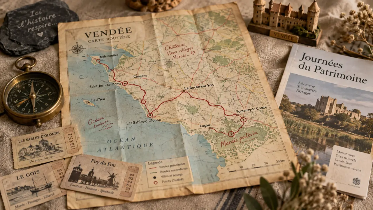 Quoi visiter en Vendée aux Journées du Patrimoine : carte et boussole