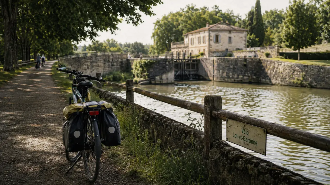 Vacances vélo Lot-et-Garonne : vélo sur voie verte le long du canal