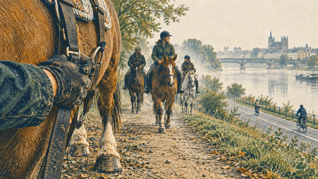 Balade a cheval Nantes près de la Loire, chemin et vélos