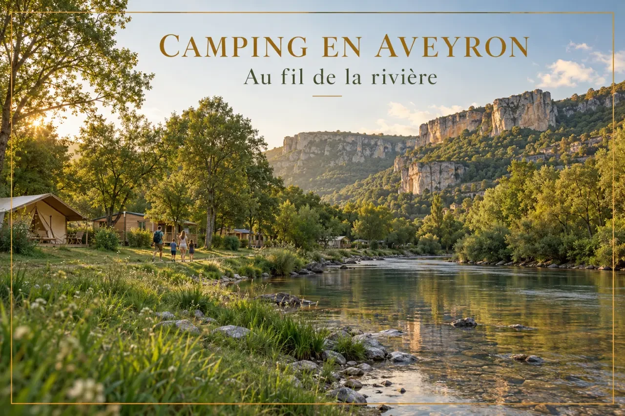 Camping autour de l’Aveyron au bord d’une rivière dans les paysages des Grands Causses